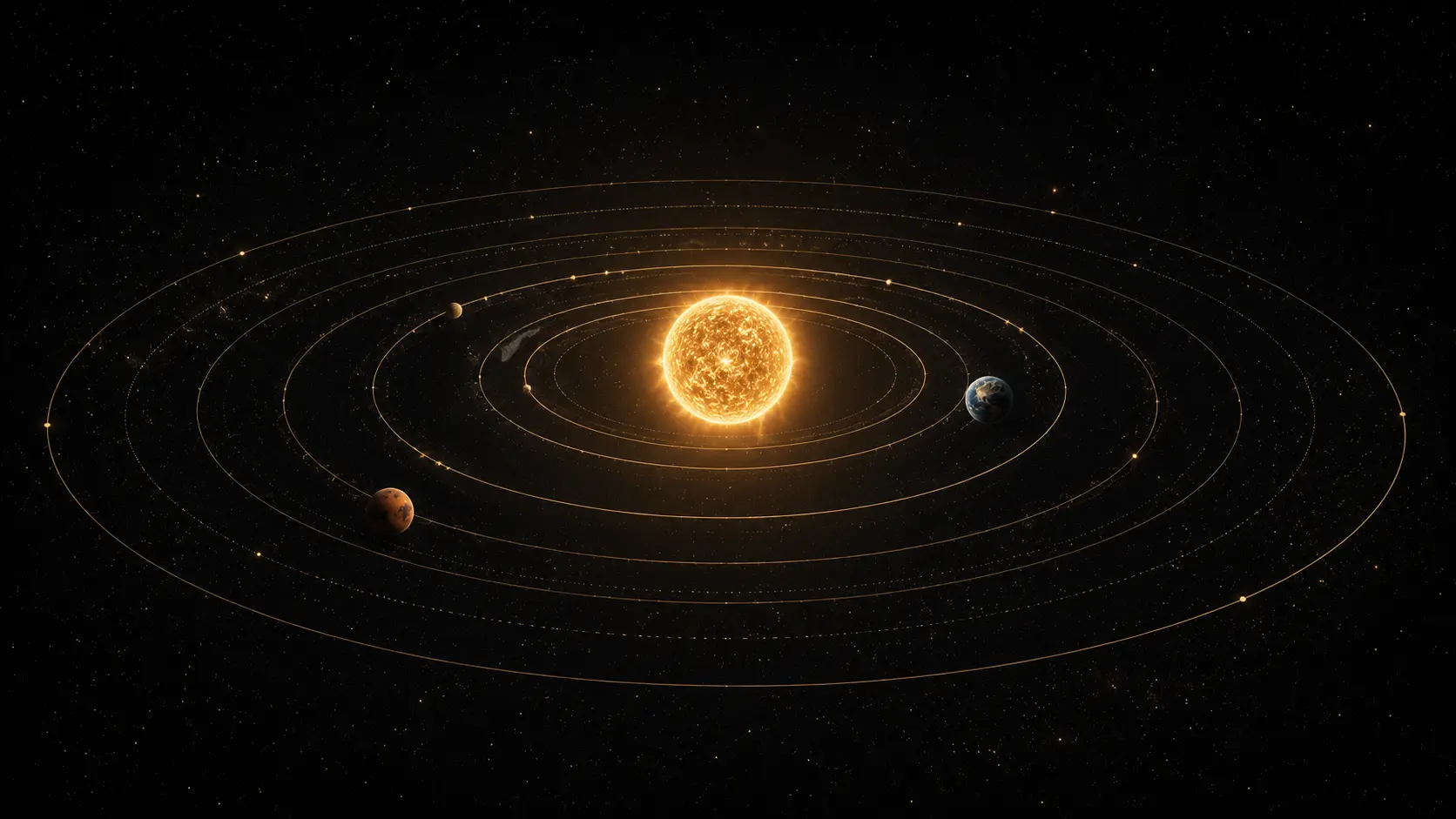 Heliocentric model — the Sun at the center, planets orbiting around it