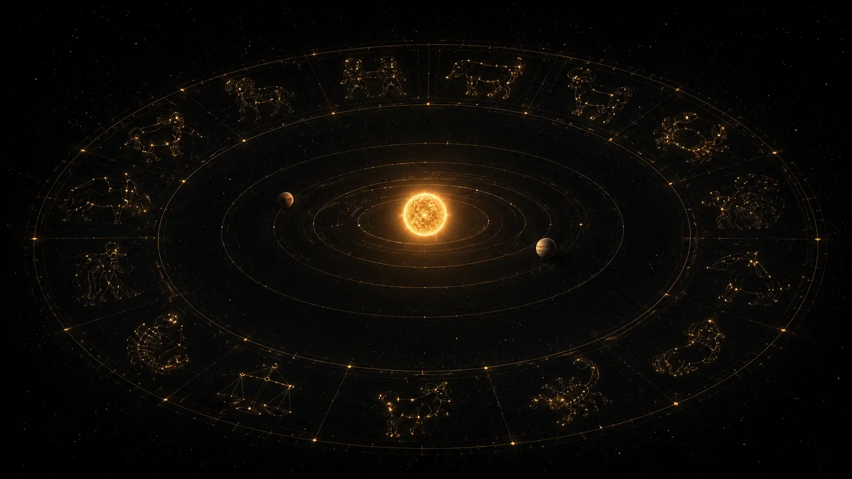 The zodiac as a ring of twelve constellations encircling the solar system